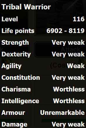 Tribal Warrior stats