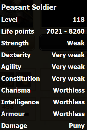 Peasant Soldier stats Peasant Soldier stats
