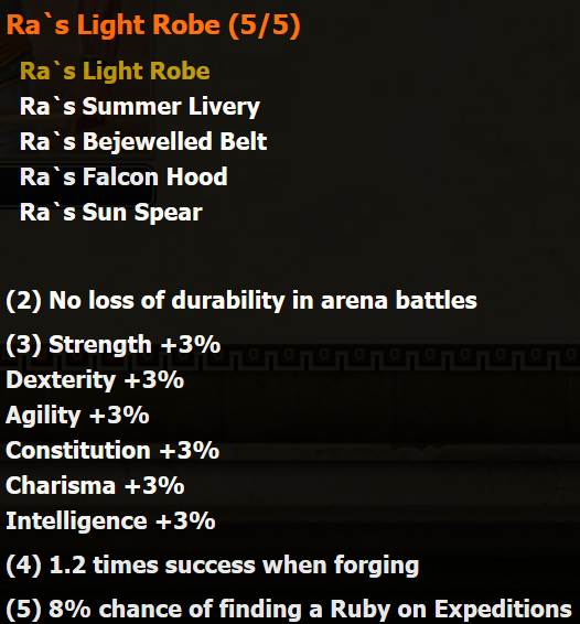 Ra's Lights Robe stats Ra's Lights Robe stats