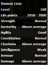 Demon Lion stats