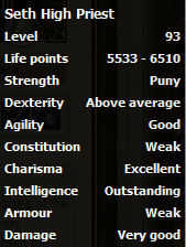 Seth High Priest stats