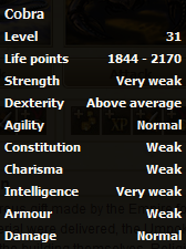 Cobra stats