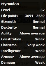 Myrmidon stats