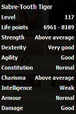 Sabre-Tooth Tiger stats
