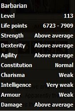 Barbarian stats