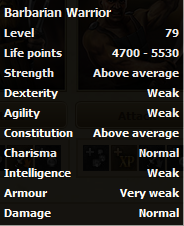 Barbarian Warrior stats
