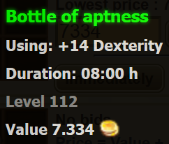 Bottle of aptness stats