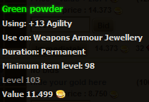 Green powder stats