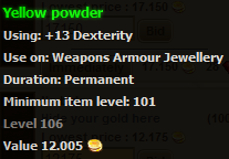 Yellow powder stats