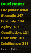 Druid Master stats Druid Master stats