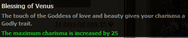 Blessing of Venus stats