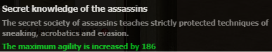 Secret Knowlege of the assassins stats