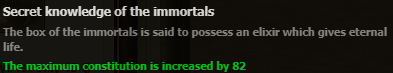 Secret Knowlege of the immortals stats