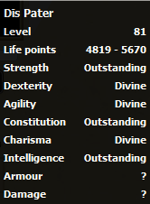 Dis Pater stats Dis Pater Normal stats